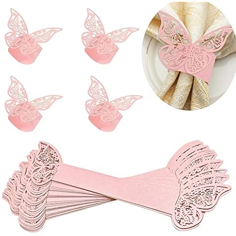 50 Piezas Mariposa Anillo de Servilleta Cover