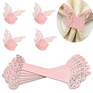 NO 50 stuks servetringen, vlinder, servethouder, decoratie, lasergesneden, voor bruiloft, communie, afstuderen, verjaardag, feest, Kerstmis, decoratie