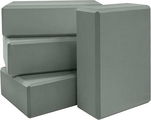 Yoga Blocks 4 Pack - Premium EVA Foam Bricks for Pilates Workout, Stretching, Meditation - Yoga Brick for Flexibility, Balance, Spine Strength,