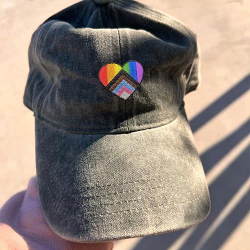 Image of Embroidered Pride Hat LGBT Cap Low Profile Distressed Dad Hat