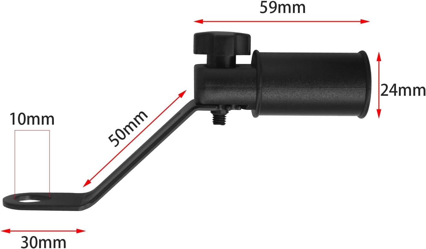 ECSiNG 2 Pcs Motorcycle Rearview Mirror Extension 10MM Rearview Mirror Clamp Multiple Function Mount Bracket Mirror Riser Extension Adapter for Motorcycle Scooter Moped ATV, Black