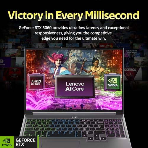 Image of Lenovo Legion 5 15.3 inch WUXGA 165Hz Gaming Laptop, AMD Ryzen 7 260, GeForce RTX 5060, 32GB DDR5, 3TB Storage (2TB SSD+1TB Docking Station Set), Backlit Keyboard, HD Camera, Wi-Fi 6, Win 11 Pro, Black