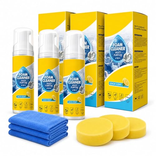 Jeeeun Foam Cleaner All Purpose, Deep Cleaning Foam Cleaner for Car Interior, Dashboard, Seats, Kitchen, Bathroom Tile and Home Surfaces (3pcs)