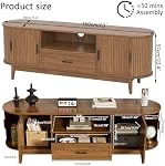 63" Fluted TV Stand for Tvs up to 70", Mid-Century Modern Entertainment Center with Drawers and Fluted Doors, Curved TV Media Console Table with Sliding Doors for Living Room, Bedroom (63")