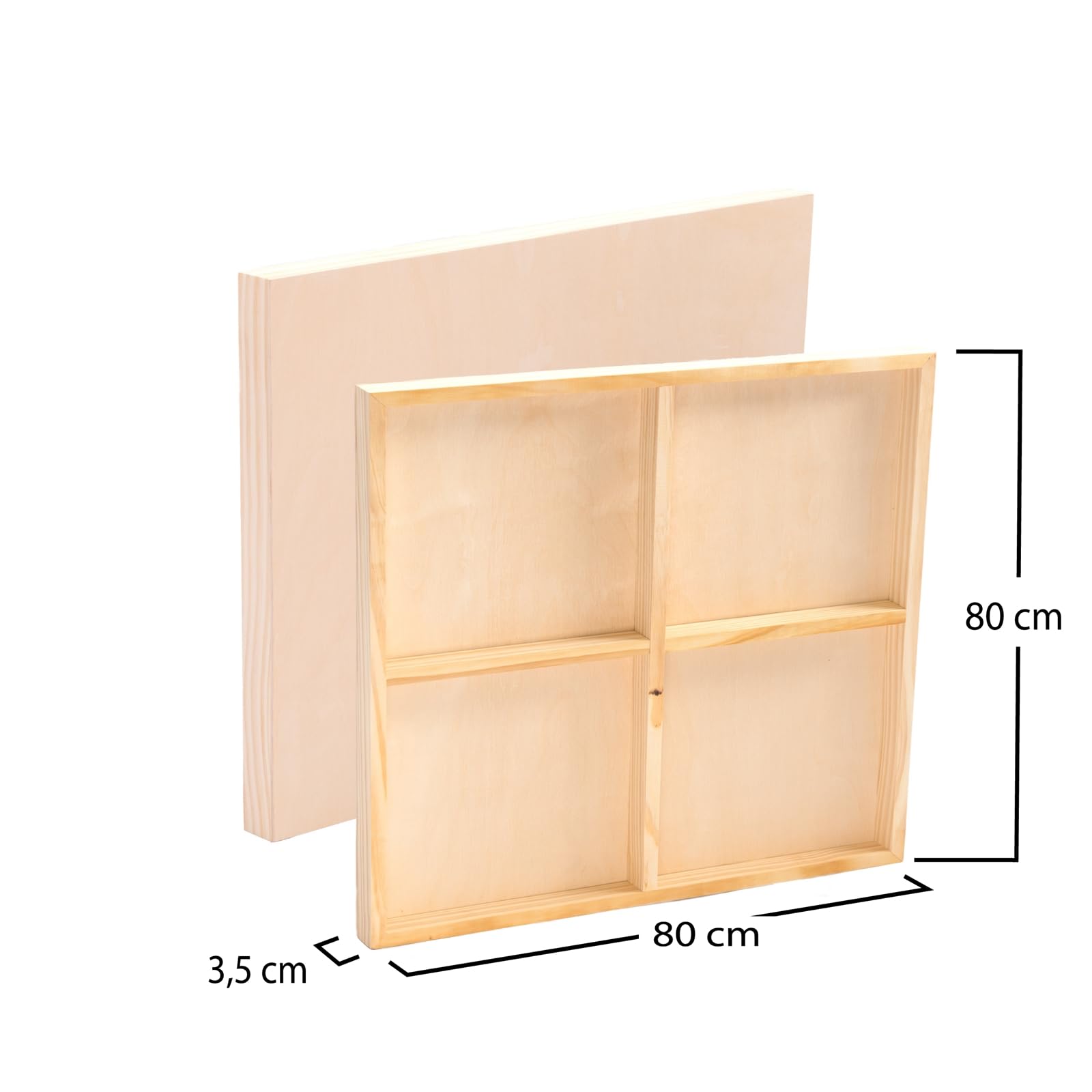 Art-Star 2X Holz MALGRUND 80x80 cm | Birkenholz naturbelassen | Tiefe 3,8 cm | Malplatte, Holzmalgrund, Holzleinwand aus Birke, Rahmen zum Bemalen Basteln DIY