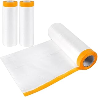 easheal Pre- Taped Masking Film - for Automotive Covering Painting Paint Masking (Size - 5 x 65-Feet roll, 3 Pack)