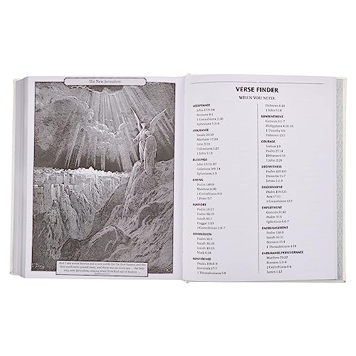 Image of KJV Holy Bible, Classically Illustrated Heirloom Family Bible, Faux Leather Hardcover - Ribbon Markers, King James Version, White /Silver (KJV Family Editions)