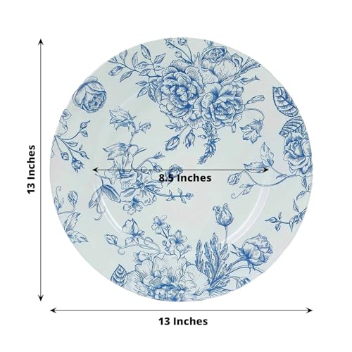 6 Platos Blancos con patrón Floral Azul de 13 pulgadas miniatura 3