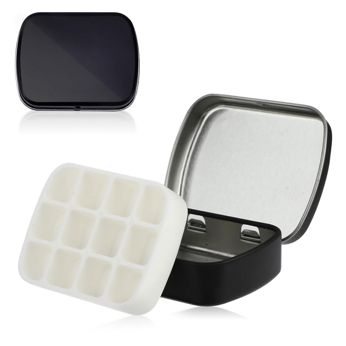 LEEQ 2pcs Paleta de Acuarela vacía de Metal - Mini Lata de Acuarela vacía con Tapa, Paleta de Pintura portátil, Bandeja de Acuarela de Viaje, Bandeja de Pintura pequeña, contenedores de Paleta para