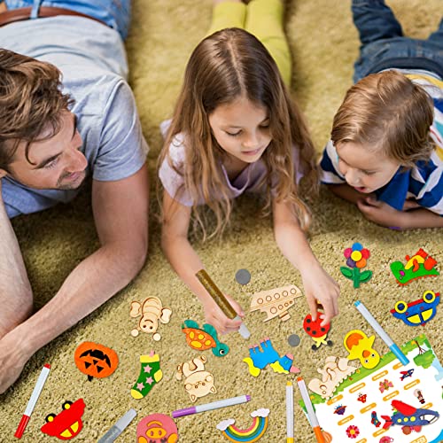 Mgparty 36Pcs Diy Wooden Magnets Painting Craft Kit thumb #7