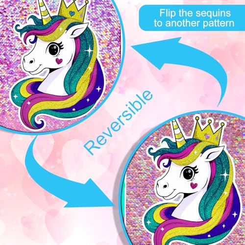 Image of CCJPX 16 inch Unicorn Backpack for Girls, 3Pcs Kids Sequin Bookbag with Lunch Box, Water Resistant Elementary School Bag for Kindergarten Preschool Toddler (Pink)