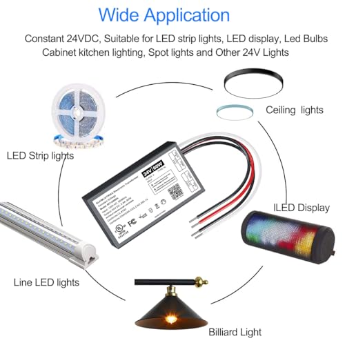 Image of 60W Dimmable LED Driver 24V, UL Lited Triac /ELV /MLV 120V AC to DC Compatible with Lutron& Leviton Dimmer, Dimmable Power Supply 24V Class2 Transformer for LED Strip Lights, Low Voltage Lighting