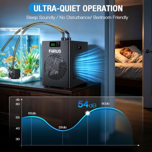 Image of Aquarium Chiller 42 Gallon, 1 /10 HP Quiet Water Chiller | Saltwater Freshwater, Control on your phone，Cooling for Axolotl Coral Hydroponics, Pump Included