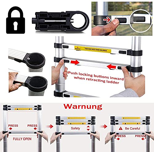 6.2M Ladder Step Ladder Loft Ladder Max Load 150KG Heavy Duty Telescopic Ladder with Roof Hook Black Portable Folding Design Extension Ladder for Indoor Outdoor Light Weight Ladder (20.3FT) 5 6.2M Ladder Step Ladder Loft Ladder Max Load 150KG Heavy Duty Telescopic Ladder with Roof Hook Black Portable Folding Design Extension Ladder for Indoor Outdoor Light Weight Ladder (20.3FT) - Image 5