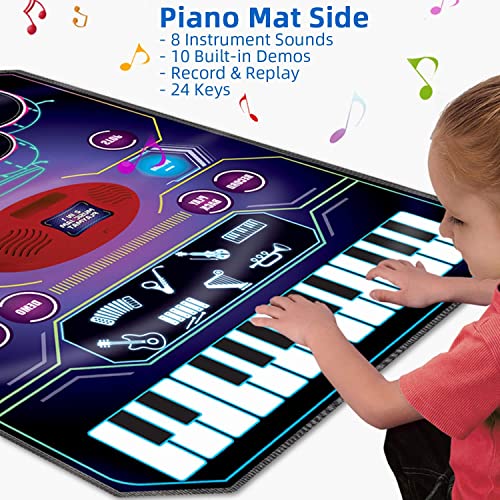 Qshark SLW9981 2 In 1 Kids Music Learning Toys For Boys Girls, Drum Set + Piano Mat thumb #2