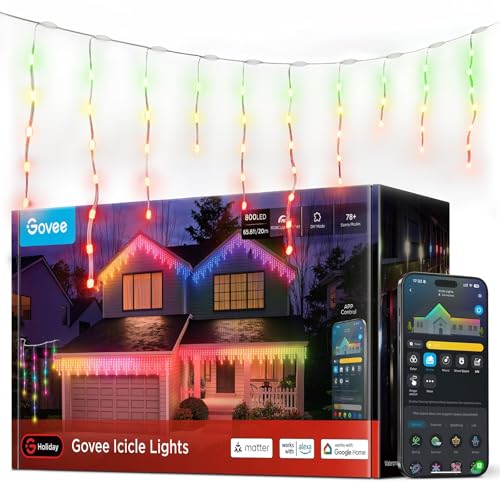 Govee Eiszapfen Lichterkette 20M, Intelligente RGBIC Lichtervorhang...