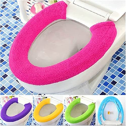ZORILO Toilettensitzbezug Kissen,Latexhandschuhe Weich Warm Verdicken Toilettensitzbezüge Knopf Stil Toilettensitzkissen Mat Pad (Color : Pink)