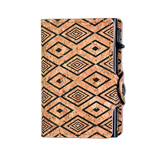 Eazicard - Cartera para Tarjetas de crédito, rígida, protección RFID, de Corcho y Aluminio, Cork 2, Color Negro