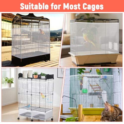 IANFAN Vogelkäfig Abdeckung Groß, Universal Vogelkäfig Samenfänger Schutznetz für Vogelkäfig Einstellbar Papageien Kordelzug Netz Abdeckung Rock Bewachen für Runde Quadratische Käfige