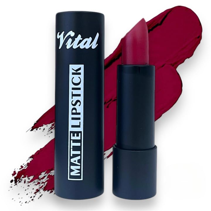 Vital Horizon Matte Lipstick - 27 Rich Shades - Long-Lasting, Waterproof, Non-Drying Formula (Sweet Cherry)