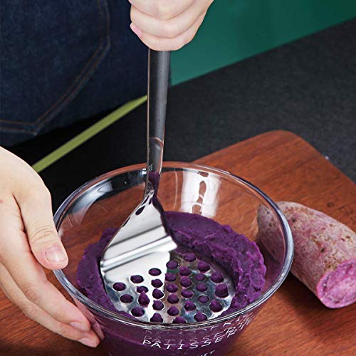 Image of Stainless Steel Potato Masher, Berglander Heavy Duty Metal Potato Ricer, Food Masher Utensil Hand Masher, Vegetables Fruits Versatile Masher, Heat Resistant, Dishwasher Safe, Easy to Clean