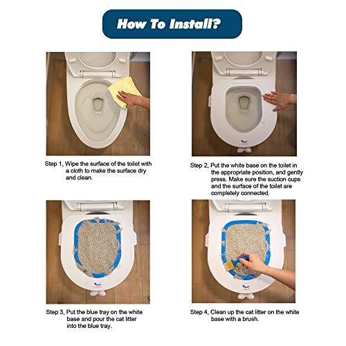 Fifipets Cat Toilet Training Kit, Reusable Plastic Sand Box (Upgraded Connection To Toilet Surface) Cat Trainer Cat Toilet Cleaning Hygienic Pet Supply #TOP4
