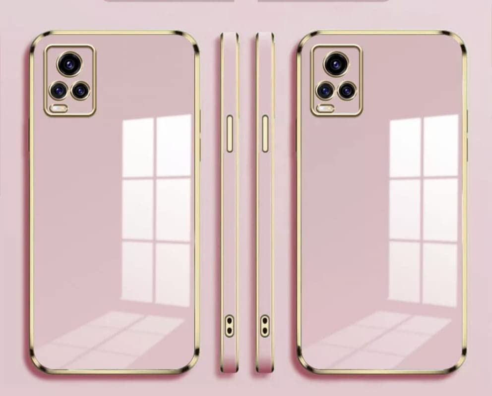 Image of for Vivo V20 Luxury Square Plating Phone Case Solid Color Soft Silicone Back Cover (for Vivo V20, Pink)