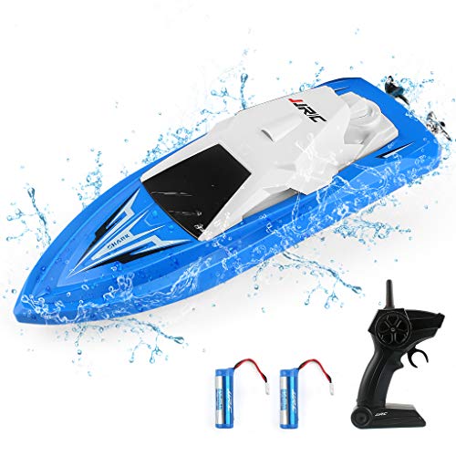 RC Boats Boat Toys for Pools and Lakes Remote Control Boats for Kids Adults 2.4Ghz Radio Controlled Boat Self Righting Rechargeable 10km/h High Speed Race Boat Gifts for Boys Girls (Blue)