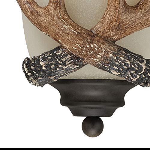 Vaxcel Yoho 1 Light Bronze Rustic Antler Flush Wall Sconce Cream Glass #TOP3