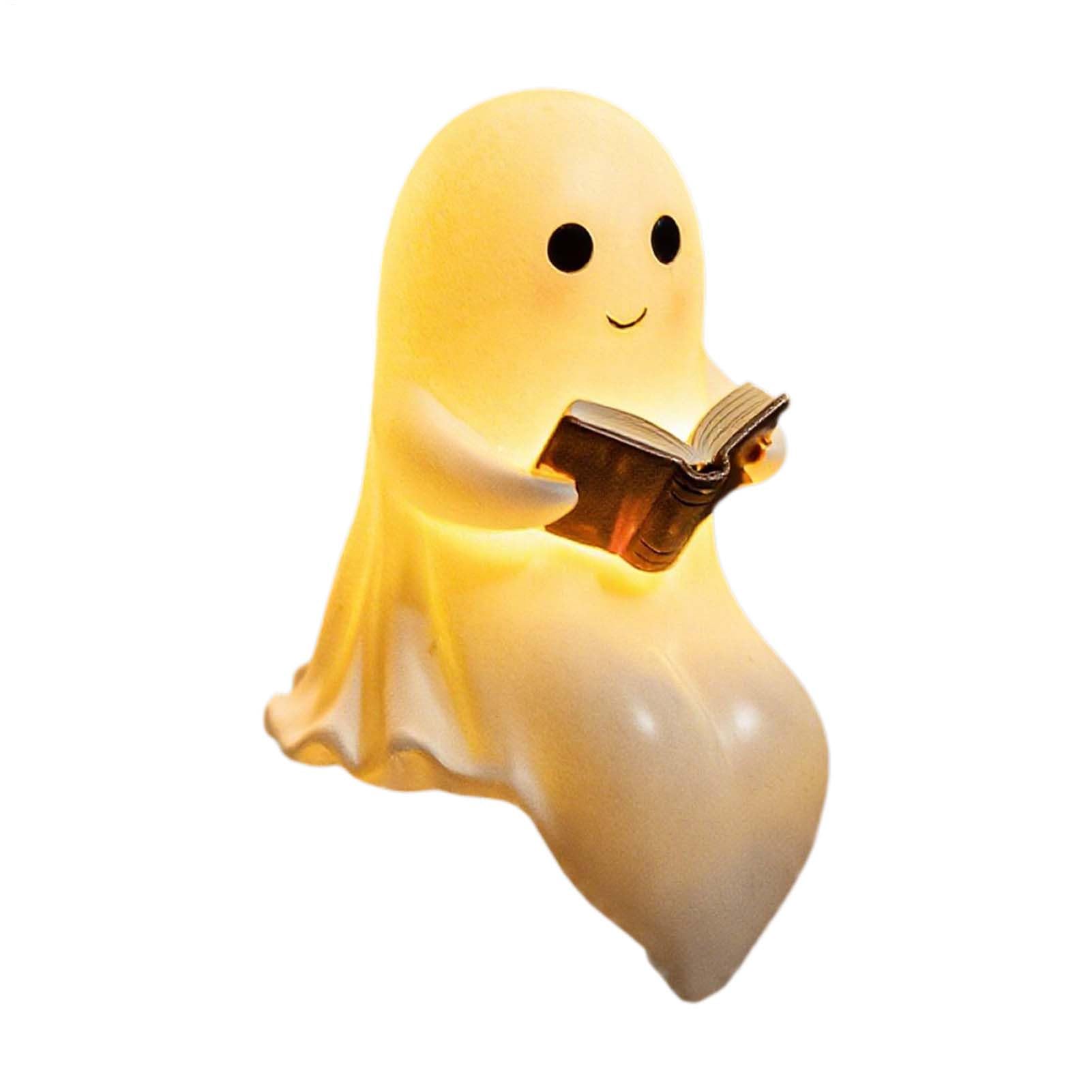 Pcingsia Ghost Reading Book Lamp, Cute Ghost Lamp Halloween 3D LED Night Light, Light Up Ghosts Statue Night Lights House Mantel Decor for Room
