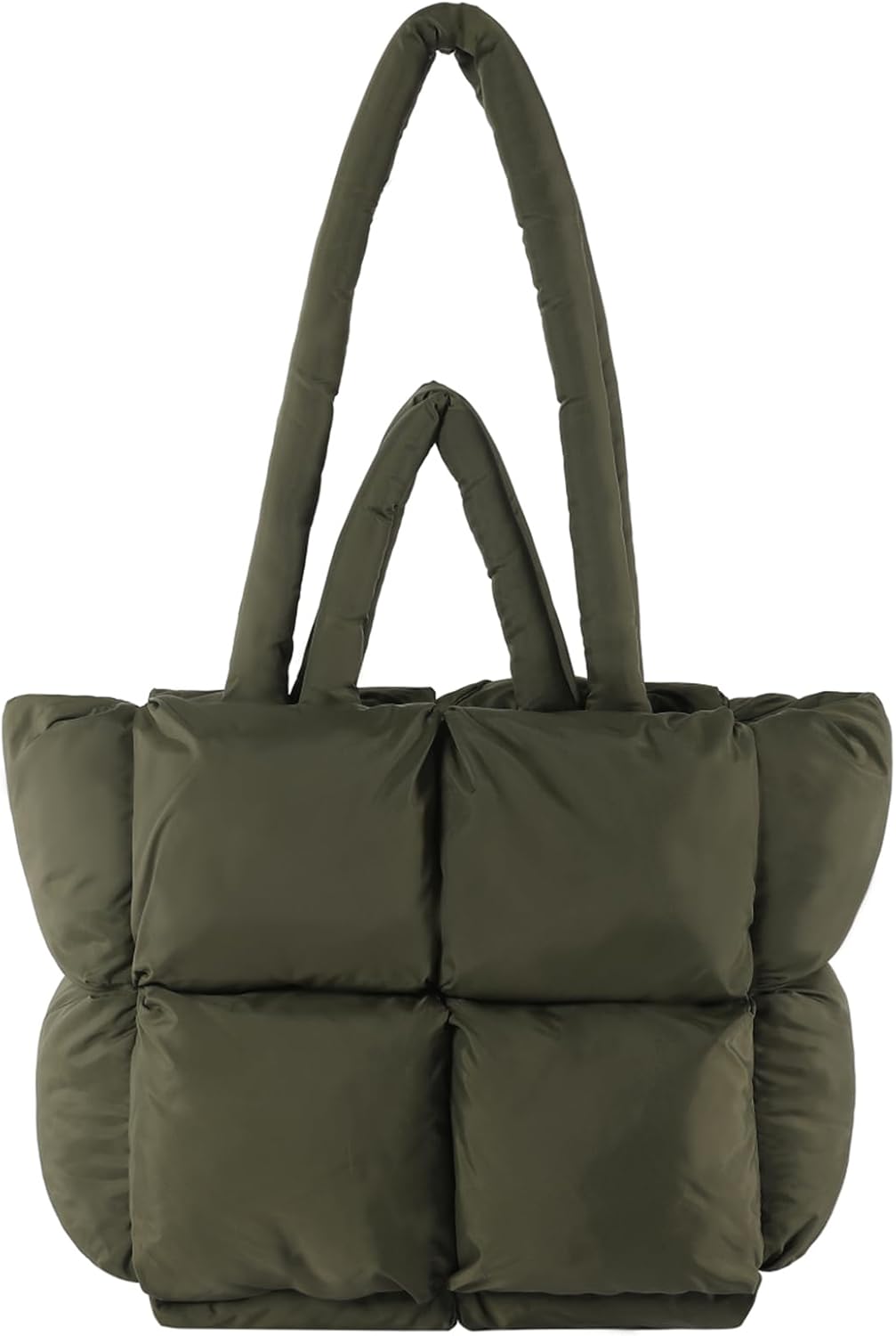 I IHAYNER Puffer Tote Bag for Women Large Quilted Puffy Handbag Lightweight Satchel Purse for Work Travel Padded Shoulder Bag