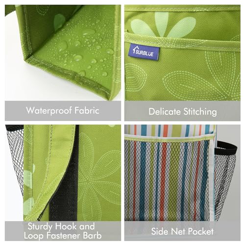 Image of Surblue Bedside Caddy Hanging Organizer Storage Bag for Bunk and Hospital Beds, College Dorm Rooms, Baby Rails, Camp (8 Pockets), Flower