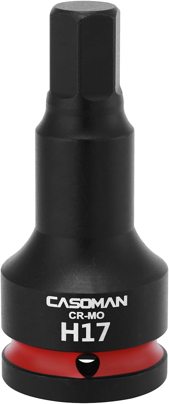 CASOMAN 3/4" Drive Large 17mm Impact Hex Bit Socket, One-Piece H17 Allen Socket with Red Color-Code Ring, 100mm Length, CR-MO