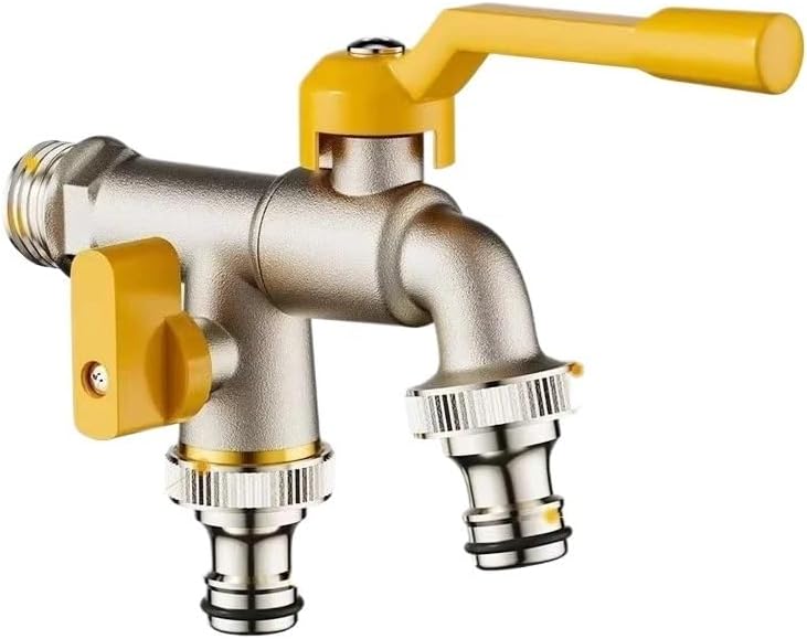 Brass Main Body Outdoor Garden Faucet, Multifunctional Anti Freezing and Heat-Resistant one in and Two Out Faucet,(B)