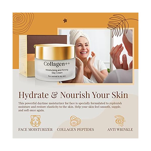 Collagen-Anti-Aging-Moisturizing-and-Firming-Day-Cream-Hydrating-Collagen-Cream-Anti-Wrinkle-Face-Neck-with-Collagen-Peptide Collagen++ Anti-Aging Day Cream, Firming & Hydrating for Dry Skin, Unscented 1.7oz