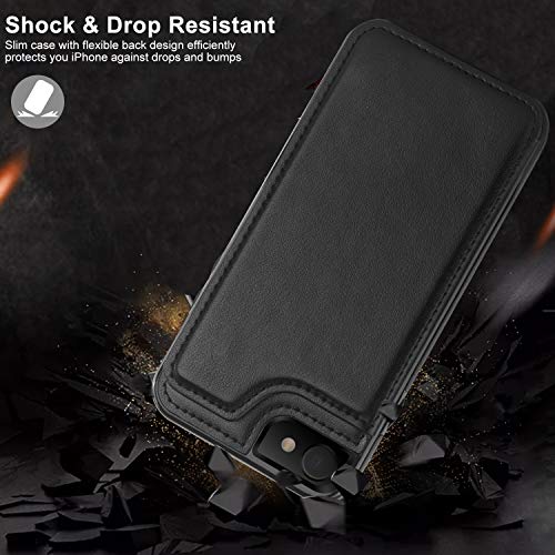 Leto Iphone Se 2022 Case,Iphone Se 2020 Case,Iphone 8 Case,Iphone 7 Wallet Case,Luxury Leather Flip Folio Case With Card Slots Kickstand,Protective Phone Case For Iphone 7/8/Se 2020/2022 Black #TOP4