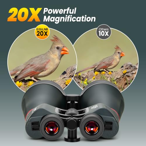 Image of ESSLNB 20x80 Astronomy Binoculars for Adults, High Powered Stargazing Outdoor Waterproof Binoculars for Travel Bird Watching Hunting with BAK4 Prism FMC Lens Carrying Bag (Red)