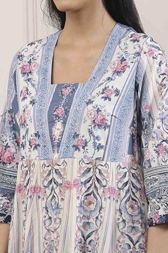 Image of Biba Printed Cotton A-Line Festive Kurta With Palazzo and Dupatta