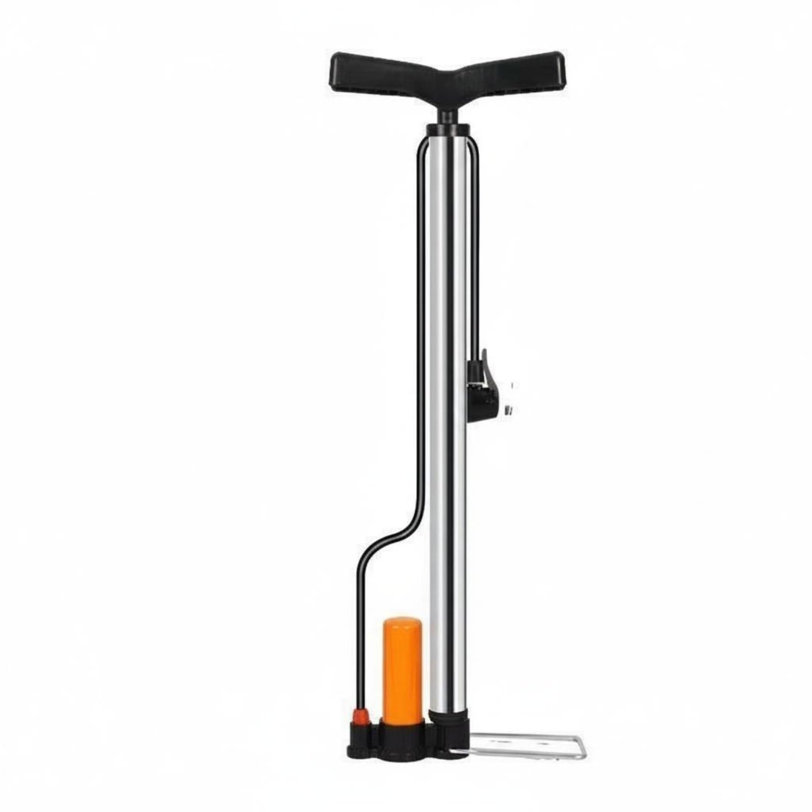 MERISHOPP Portable Tire Inflator Multi-Function Bike and Sports Pump High Pressure Gauge Floor Pump Long-Lasting for Roadside Emergency, Silver, Long Hp W Bag-image-46