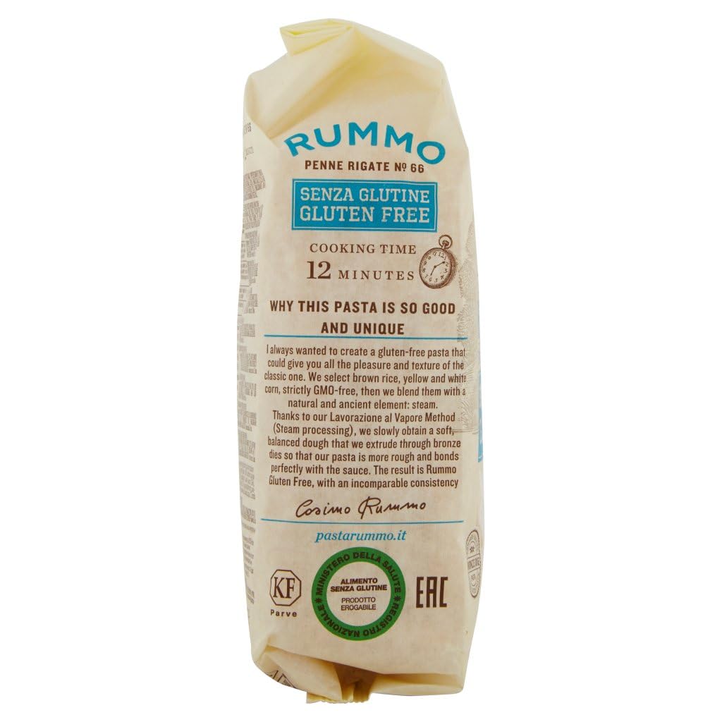 Italian Gourmet Pasta Penne Rigate N66 senza Glutine, glutenfrei 20 x 400g | Mais-Reis-Rezeptur, trafilata al bronzo, hält Biss und Sauce gut, ideale per, Gesamtnettogewicht 8 kg + Kostenlos Polpa 400g