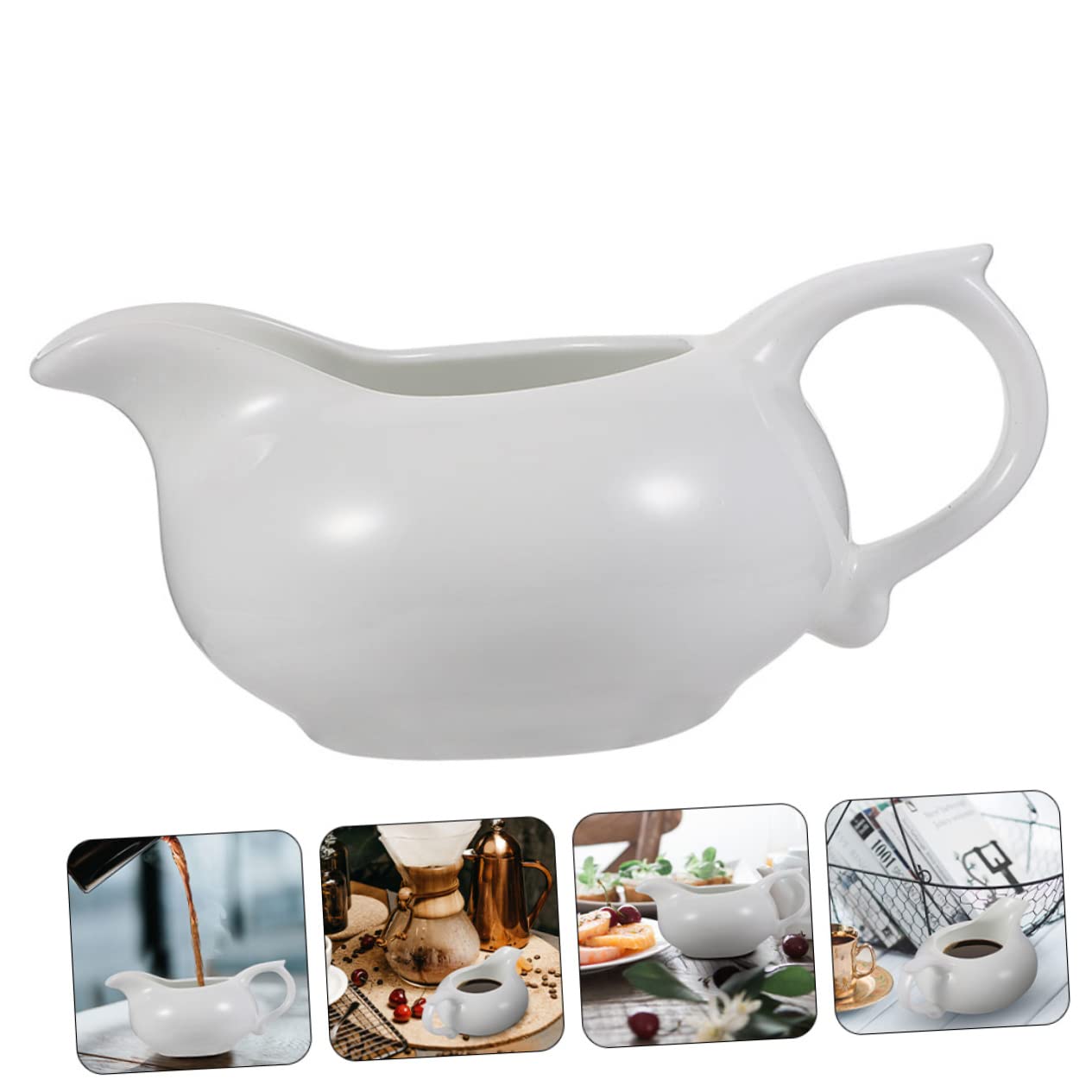 Alipis Sauce Cup Set: Gravy Boat Lid Container Milk Jug Spout for Western Food