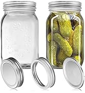 YUEYEE Mason Jar 1L,Glass Mason jars with Free Canning Lids for Fermenting Canning Pickle Cucumbe...