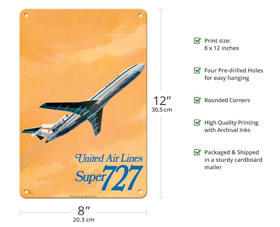 Amazon.com: Pacifica Island Art Boeing Super 727 Jet