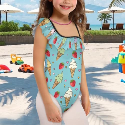 UNICEU Cute One Piece Swimsuit for Teen Girls One-Shoulder Ruffles Bathing Suit Quick Drying Adjustable Strap Swimwear4