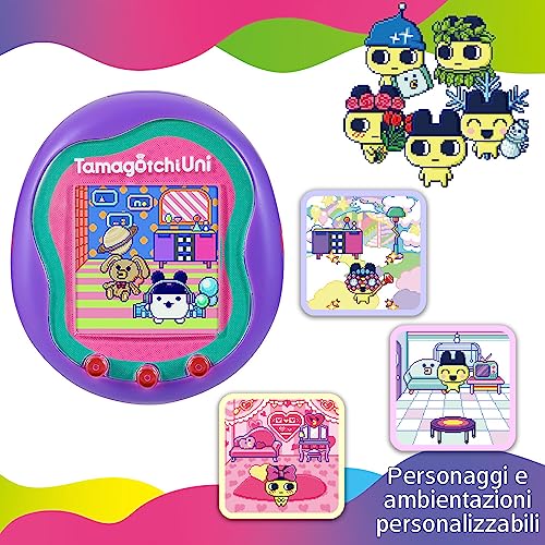 bandai tamagotchi uni - connected tamagotchi with wrist watch - virtual pet - purple model - 43352