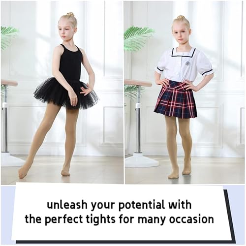 Dipug Dipug Ballet Tights For Girls Dance Tights Toddler Thick Soft Footed Kids Suntan Stockings Size 5T 6 7 8 thumb #4