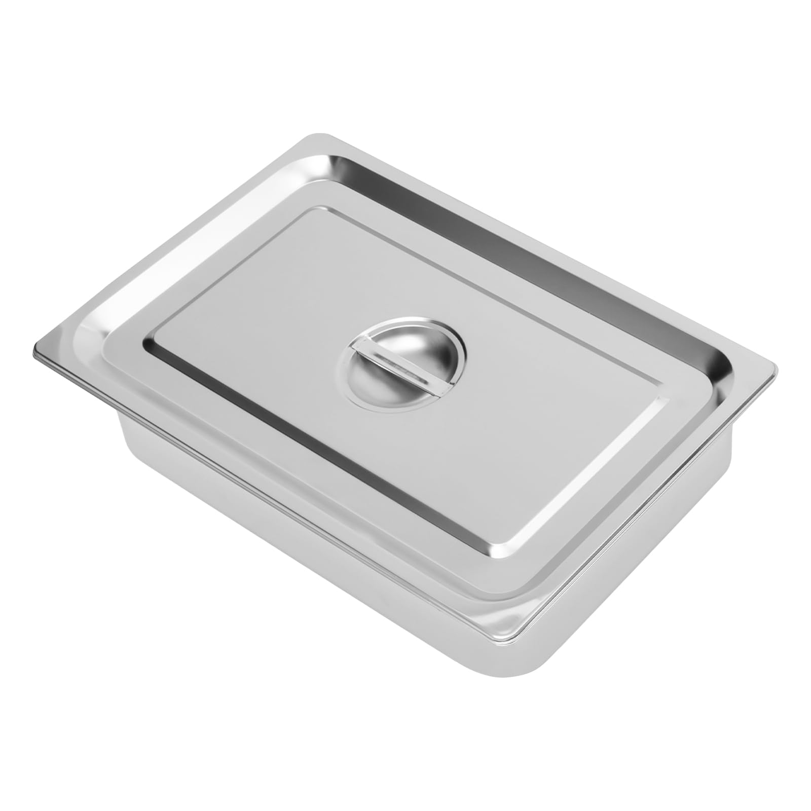 Juego de 4 recipientes de almacenamiento para alimentos, bandejas de mesa para platos de catering para hotel, buffet, lisas con tapa de acero inoxidable, rectángulo plateado