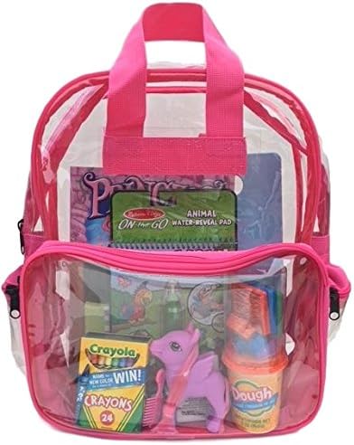 BusyBags - Activity Travel Bags for Kids - Boys & Girls bags - Hours of Quiet Activities - Durable See Through Backpack - Keep kids busy on airplanes, road trips, etc. (Girls 3)