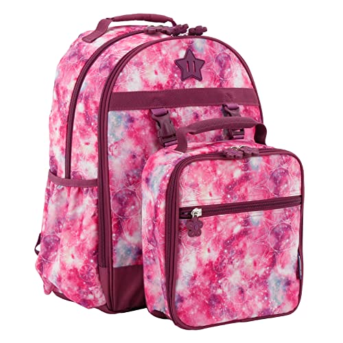 J World New York Duet Kids - Juego de mochila y lonchera para niños y niñas en Pre-K a la escuela primaria, galaxia púrpura Cover