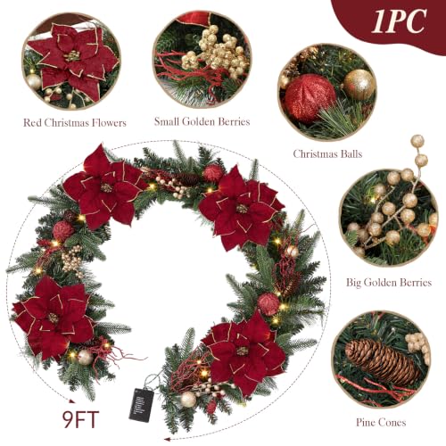 9FT Prelit Christmas Garland with Multi-Color LED Lights - image 3
